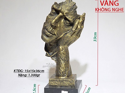 Tượng đầu người nghệ thuật Không thấy - Không nghe - Không nói [Lẻ từng cái - 2 màu] TUONGNGUOI-01